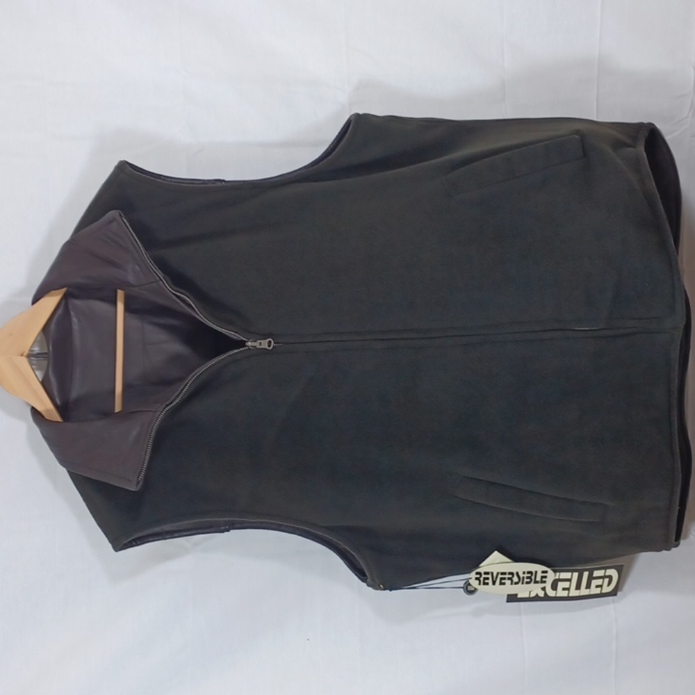 Excelled Mens Leather Reversible Vest Color Brown  Size XL - Picture 6 of 8